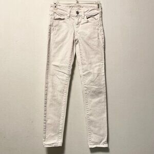 American Eagle Women's White Straight Leg Denim Jeans Size 00 Regular Stretch